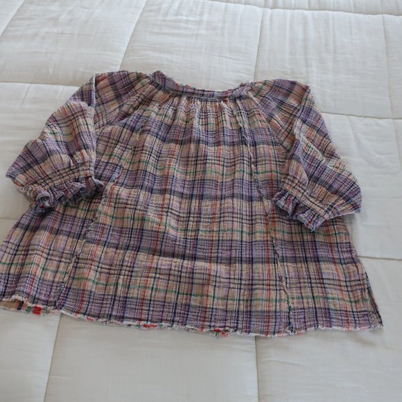 Free People Lucy Plaid Swing Shirt, Size Small - Picture 5 of 12